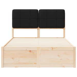 Sängram med Klädd Huvudgavel Svart 120 x 190 cm Massiv furu