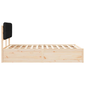 Sängram med Klädd Huvudgavel Svart 120 x 190 cm Massiv furu