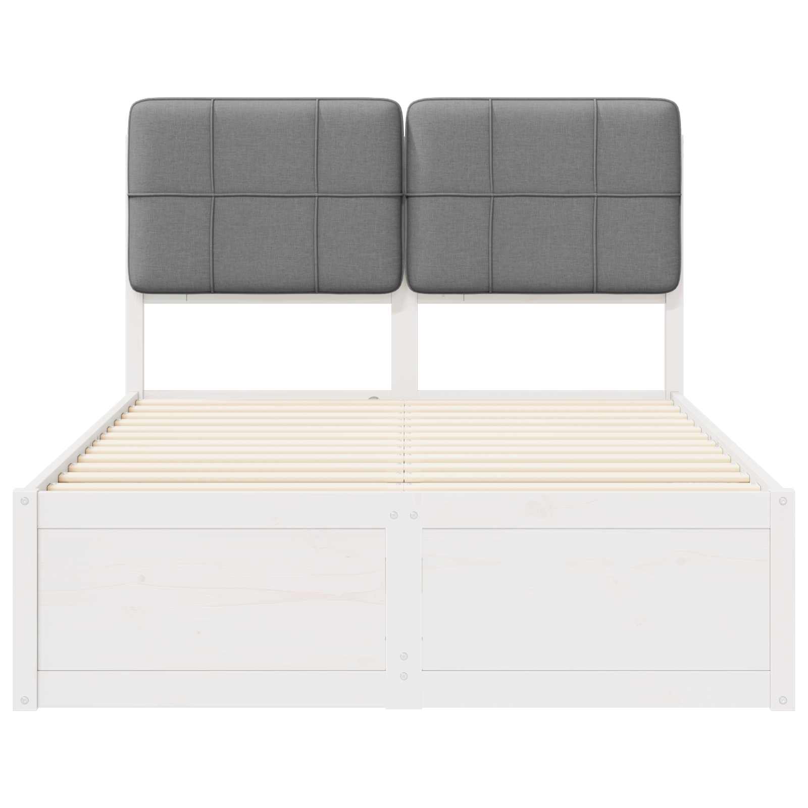 Sängram med Klädd Huvudgavel Ljusgrå 120 x 190 cm Massiv furu