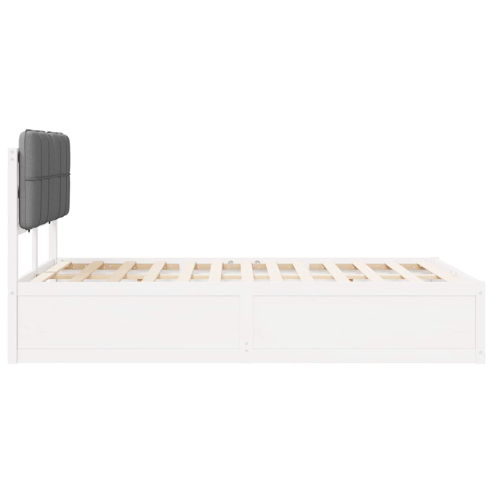 Sängram med Klädd Huvudgavel Ljusgrå 120 x 190 cm Massiv furu