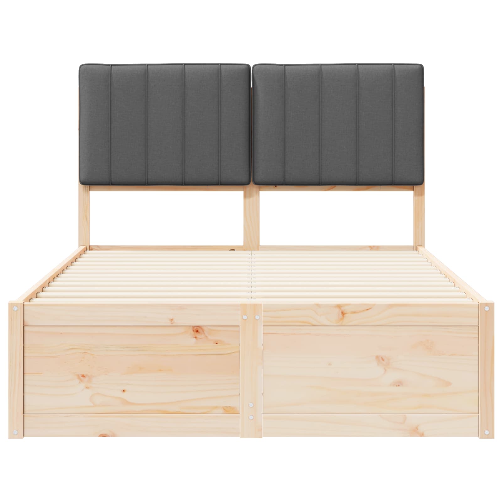 Sängram med Klädd Huvudgavel Mörkgrå 120 x 200 cm Massiv furu