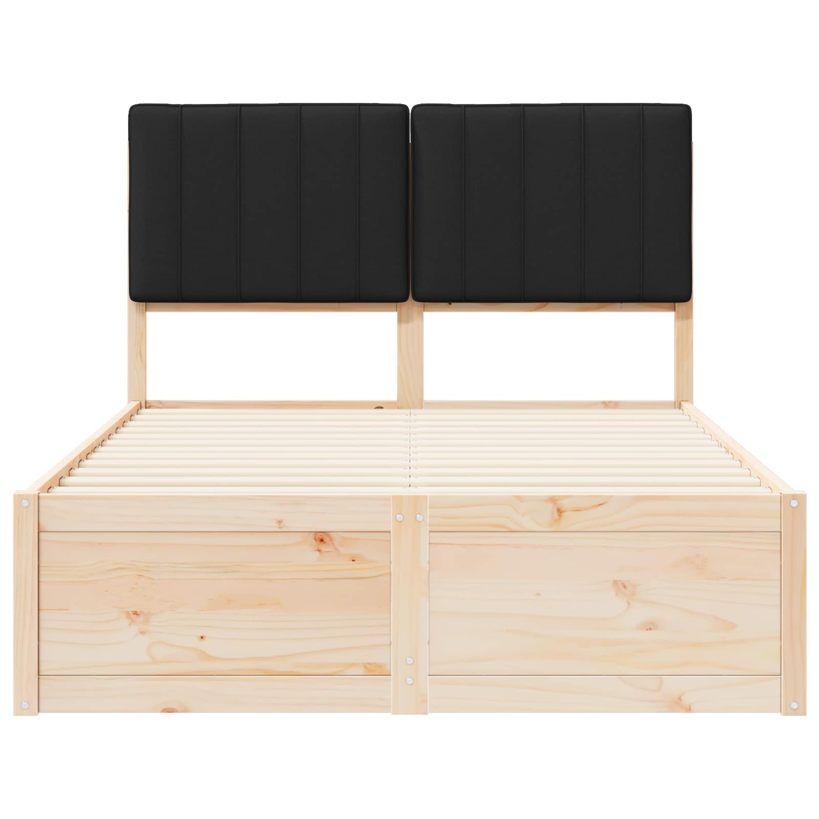 Sängram med Klädd Huvudgavel Svart 120 x 200 cm Massiv furu