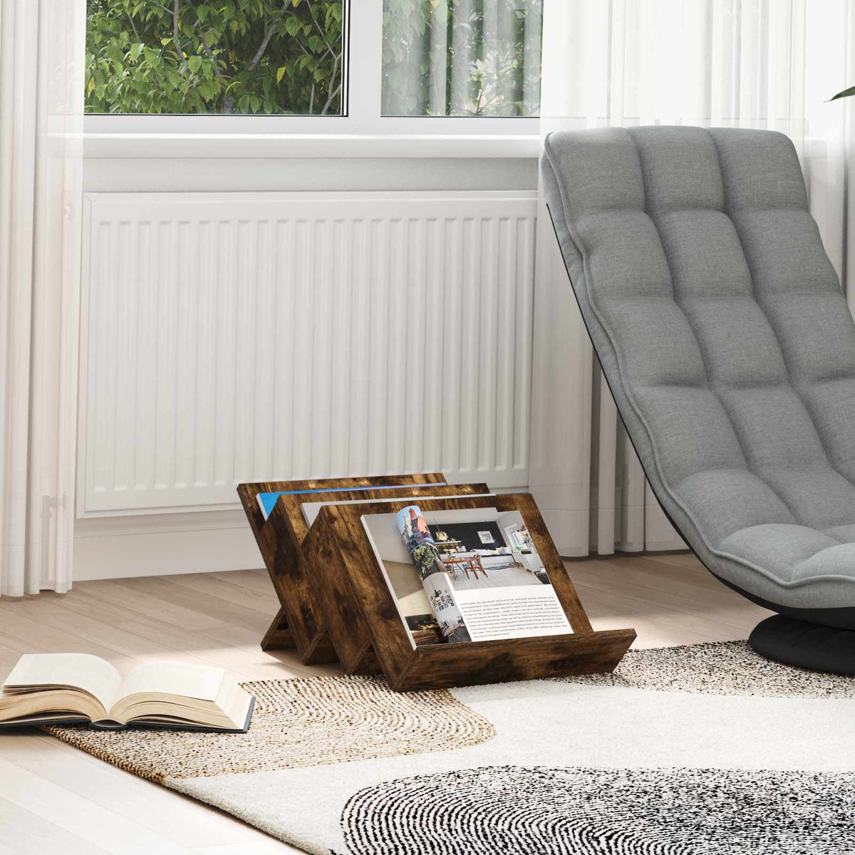 Tidningshylla Rökt ek 53 x 40 x 28,5 cm Konstruerat trä