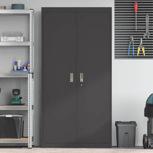 Förvaringsskåp 2 pcs Svart 90 x 40 x 180 cm Kallvalsat Stål