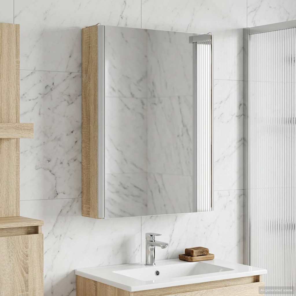 Badrumsspegelskåp Sonoma-ek 43 x 11,5 x 60,5 cm Konstruerat trä