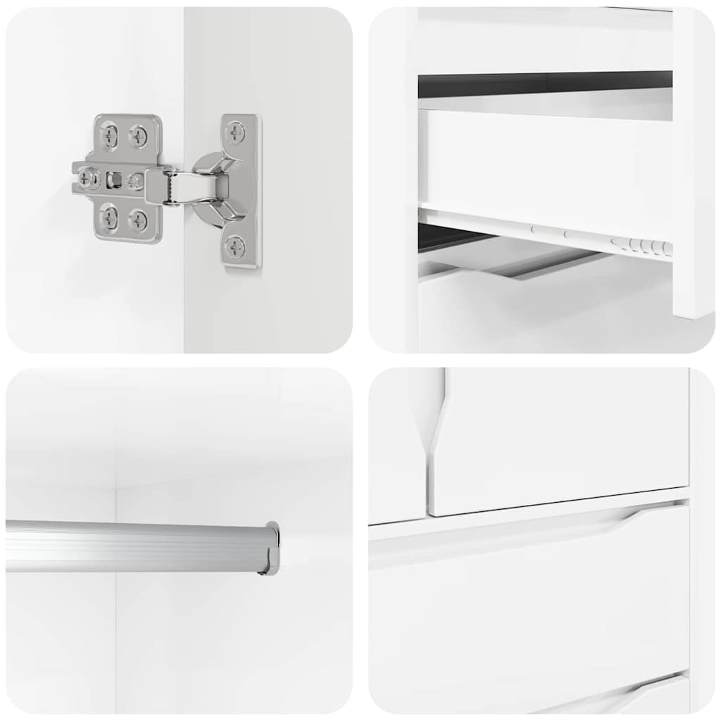 Badrumsskåp Högblanka vita 79,5 x 49 x 156 cm Konstruerat trä