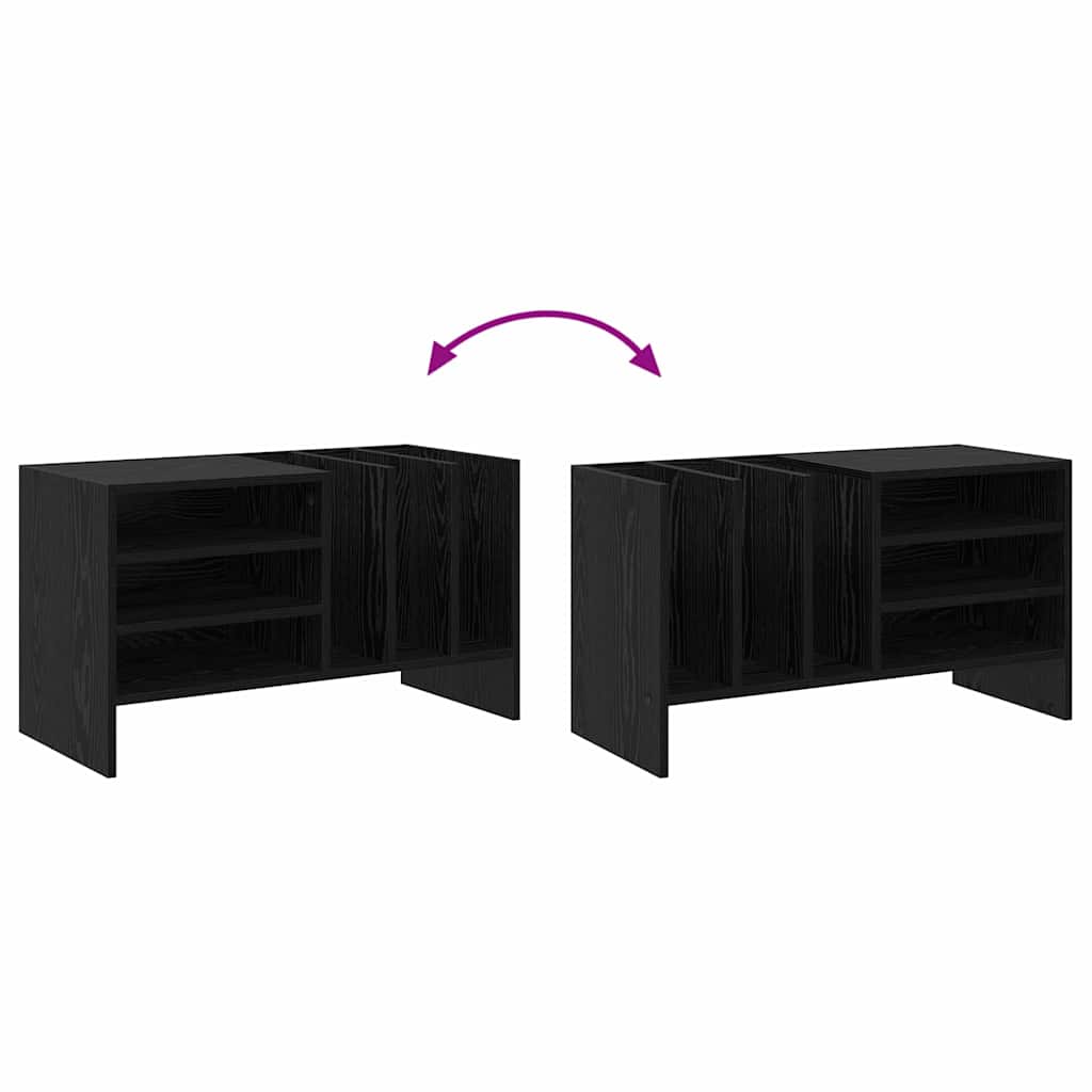 Skivskåp med hylla Svart Ek 78,5 x 35 x 45 cm Konstruerat trä