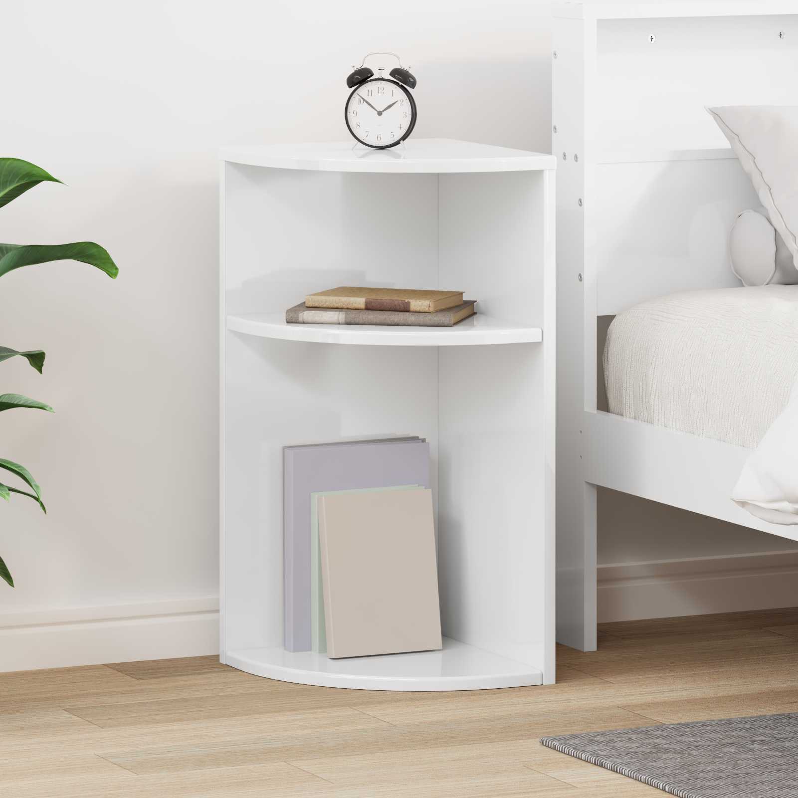 Sidobord Högblanka vita 29,6 x 29,6 x 60 cm Konstruerat trä