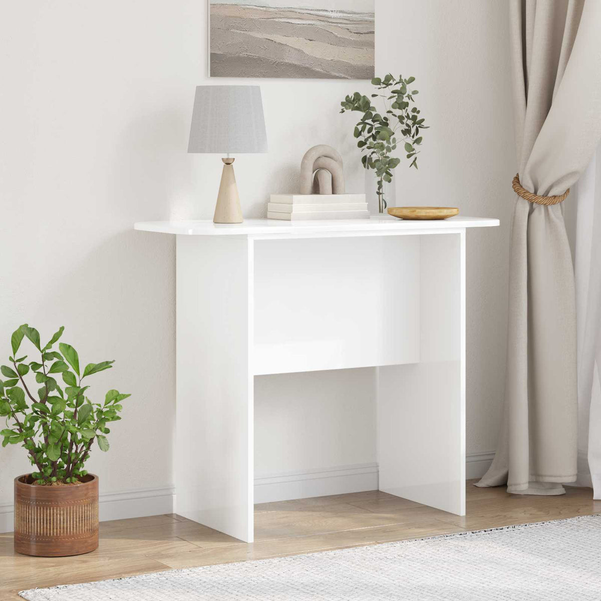 Konsolbord Högblanka vita 93 x 40 x 75 cm Konstruerat trä