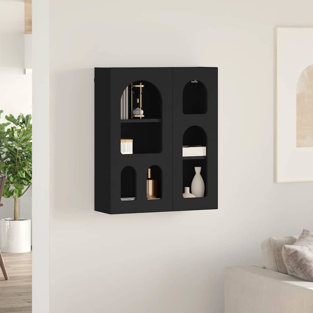 Hängande skåp med hylla Svart 59 x 20 x 71.5 cm Konstruerat trä