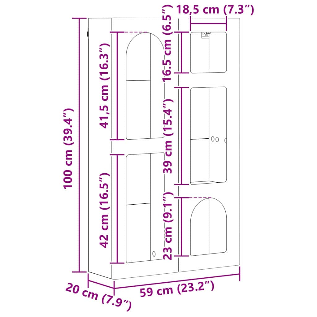 Hängande skåp med hylla Vit 59 x 20 x 100 cm Konstruerat trä
