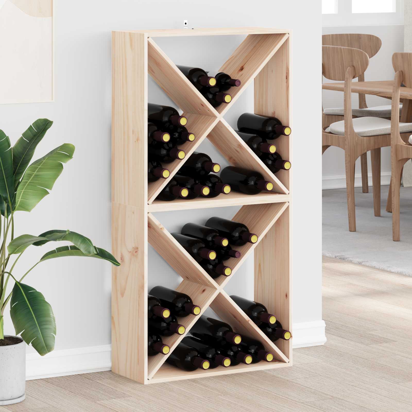 Vinställ 2 st Naturfärg 62 x 25 x 62 cm Massiv furu