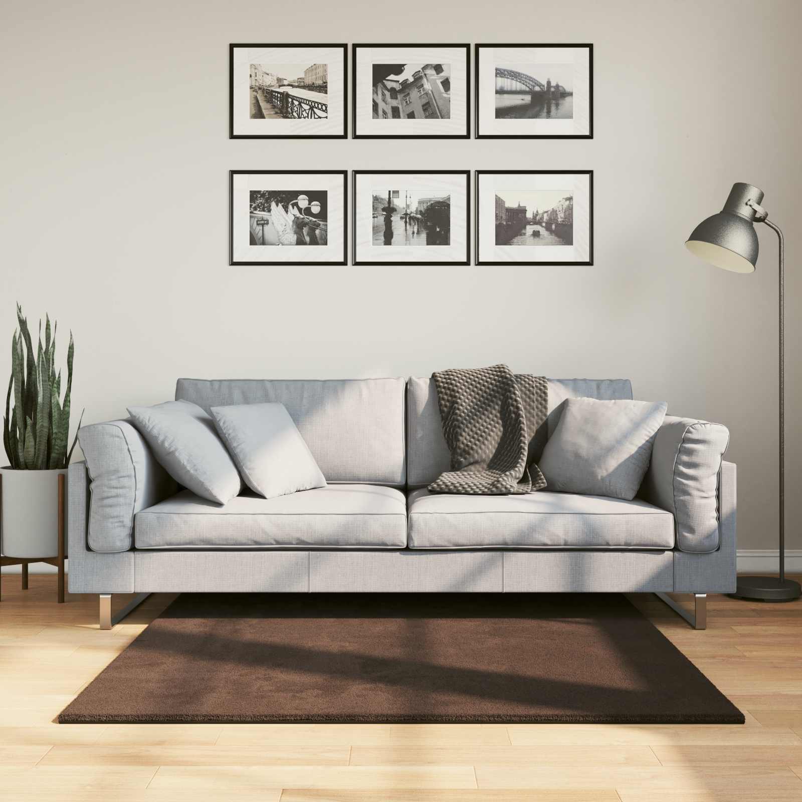 Områdesmattor Fyrkantig HUARTE Brun 120 x 120 cm Polyester