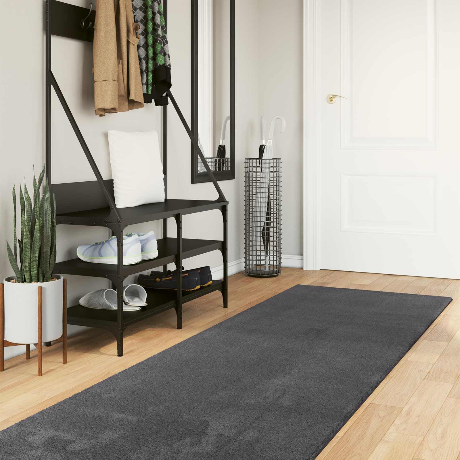 Områdesmattor Rektangulär HUARTE Antracit 300 x 80 cm Polyester