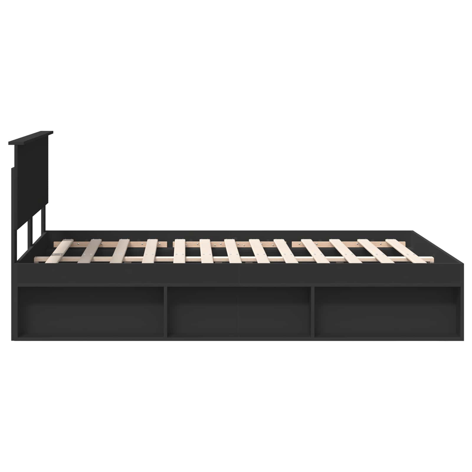 Sängram med huvudgavel Svart 160 x 200 cm Konstruerat trä
