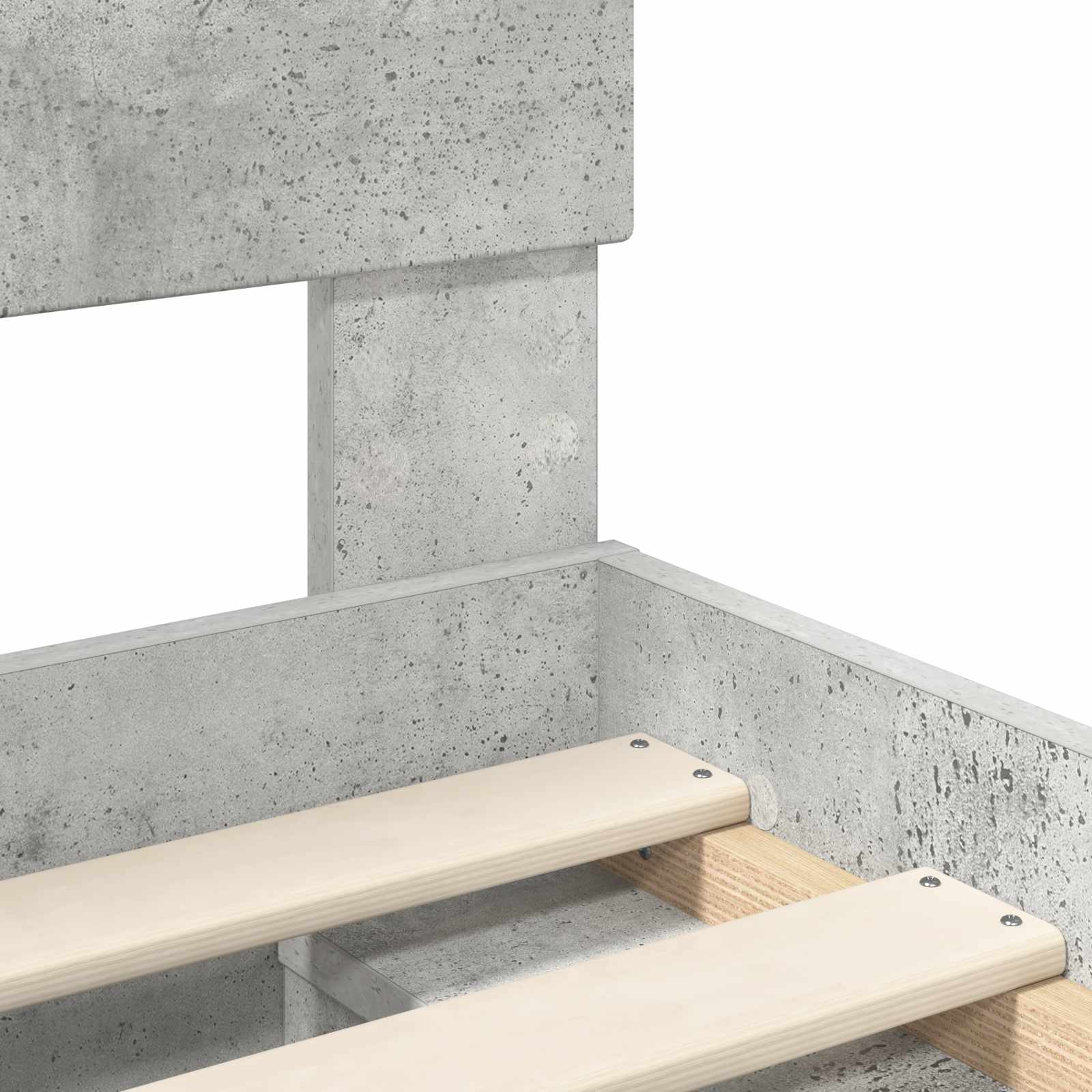 Sängram med huvudgavel Betong 160 x 200 cm Konstruerat trä