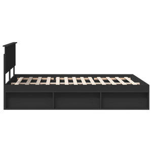 Sängram med huvudgavel Svart 150 x 200 cm Konstruerat trä