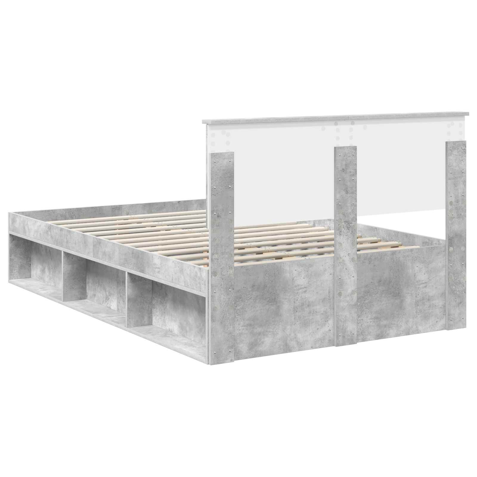 Sängram med huvudgavel Betonggrå 135 x 190 cm Konstruerat trä