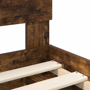 Sängram med huvudgavel Rökt ek 135 x 190 cm Konstruerat trä