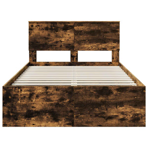 Sängram med huvudgavel Rökt ek 120 x 190 cm Konstruerat trä