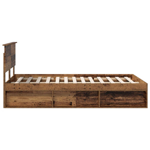 Sängram med huvudgavel Gammalt trä 120 x 200 cm Konstruerat trä