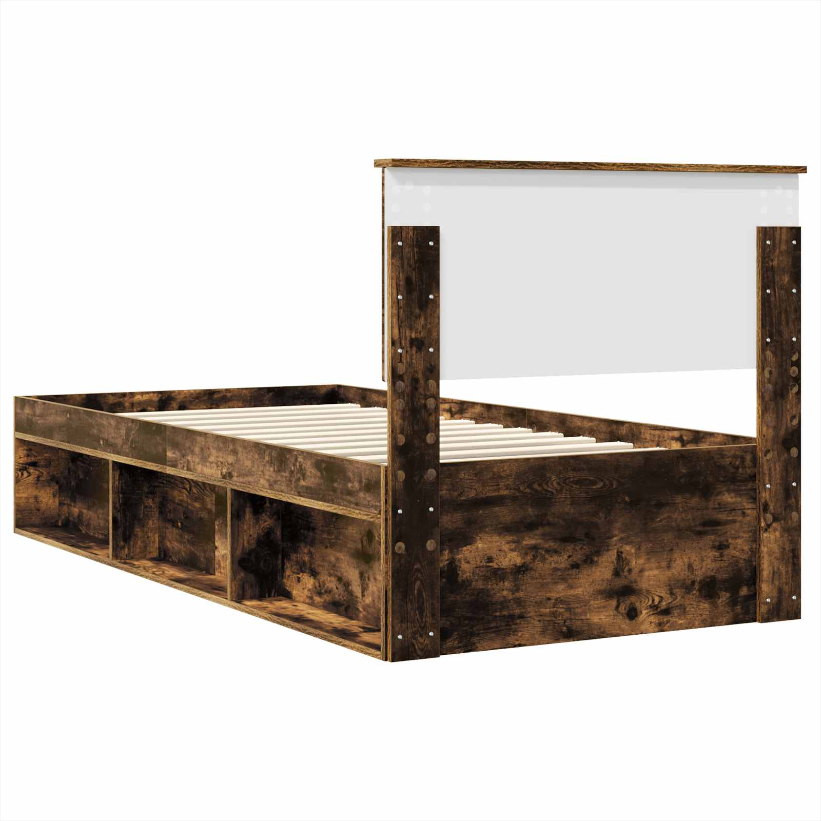 Sängram med huvudgavel Rökt ek 90 x 200 cm Konstruerat trä