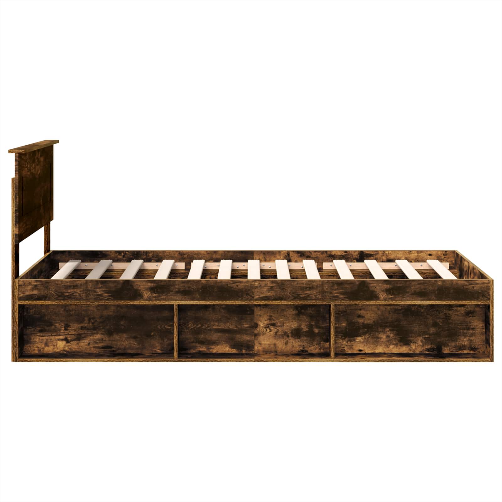 Sängram med huvudgavel Rökt ek 90 x 200 cm Konstruerat trä