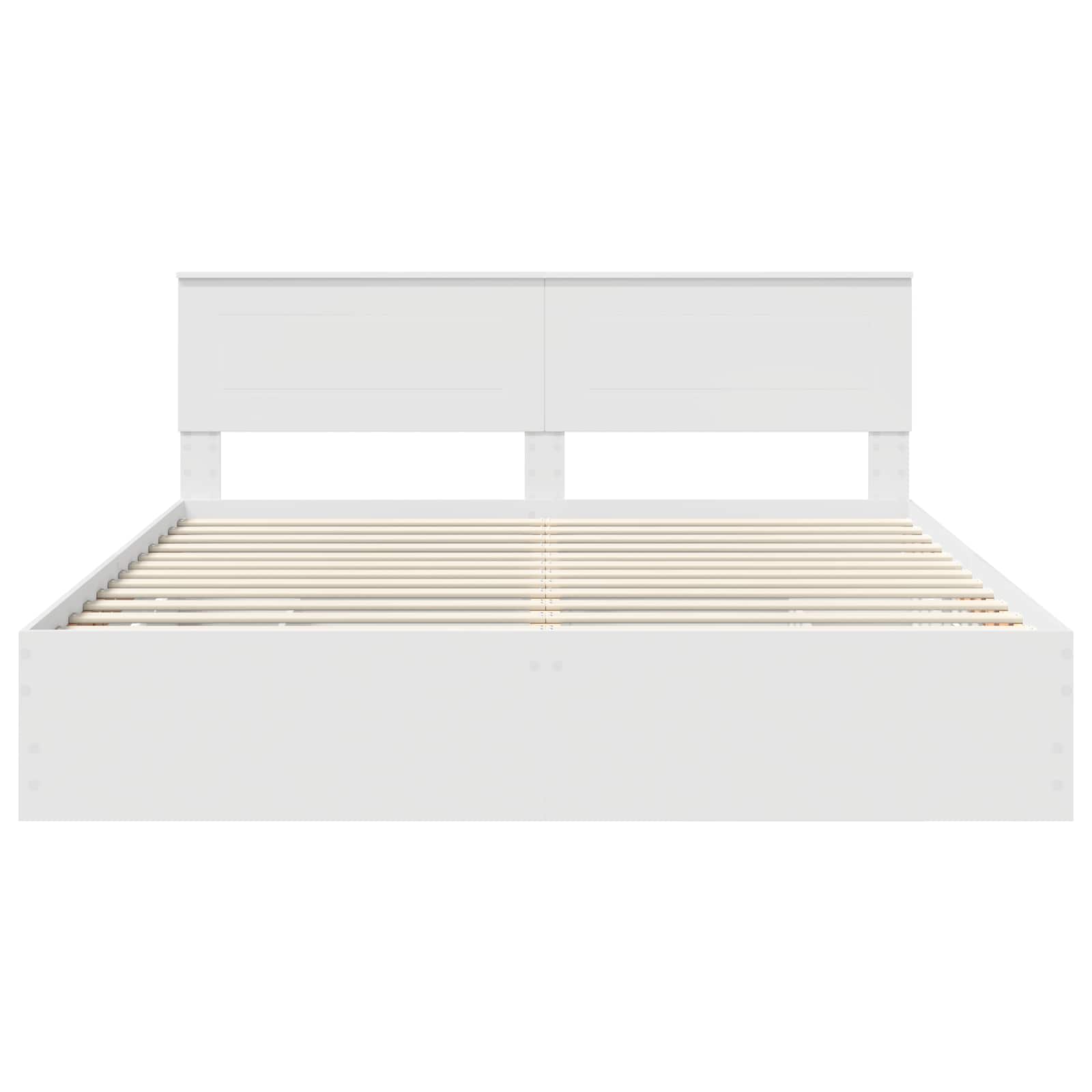 Sängram med låda med huvudgavel Vit 200 x 200 cm Ingenjörsträ