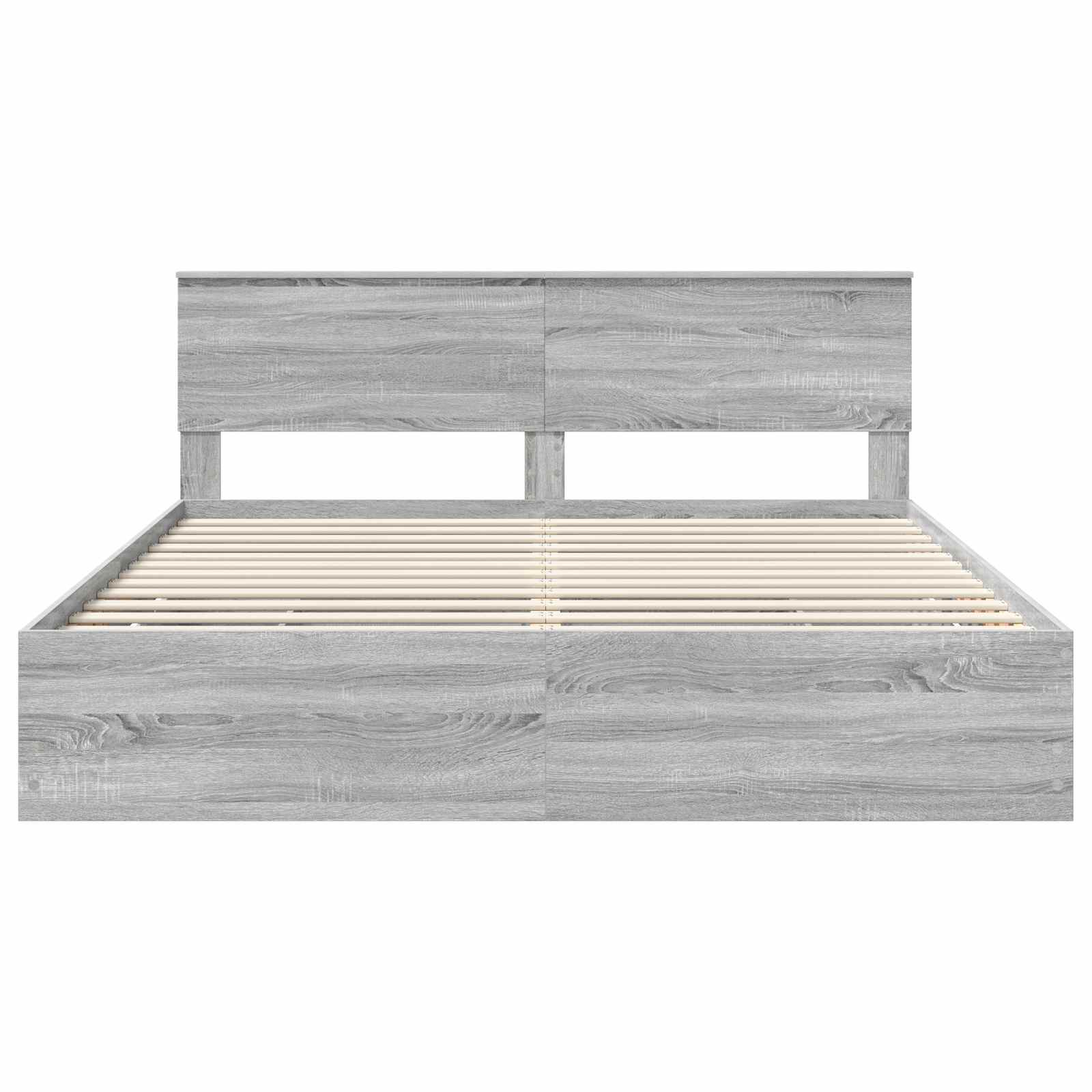 Sängram med låda Grå Sonoma 200 x 200 cm Ingenjörsträ