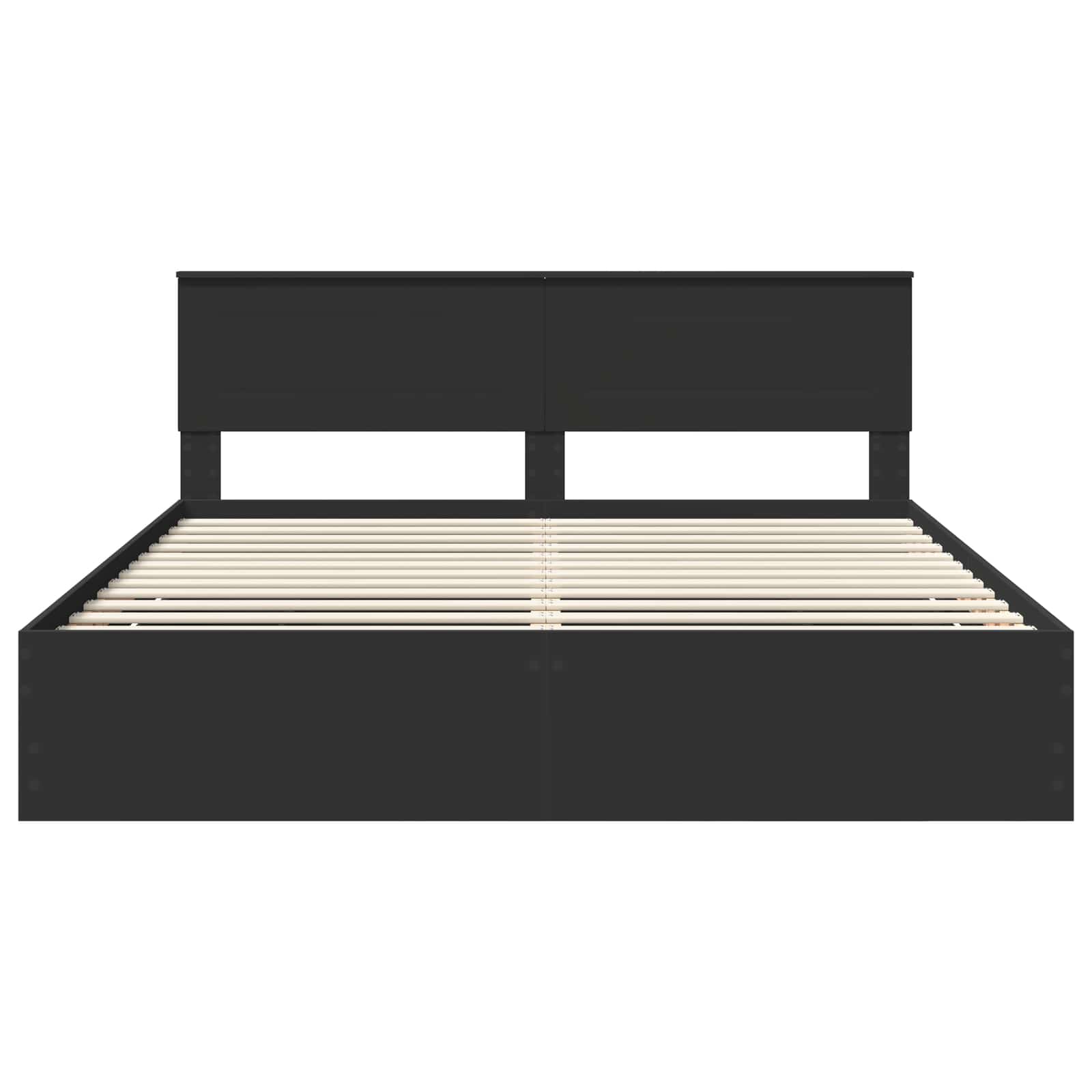 Sängram med låda med huvudgavel Svart 180 x 200 cm Ingenjörsträ
