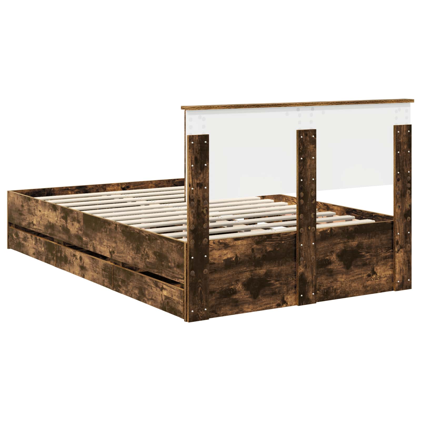 Sängram med låda med lagring Rökt ek 135 x 190 cm Ingenjörsträ