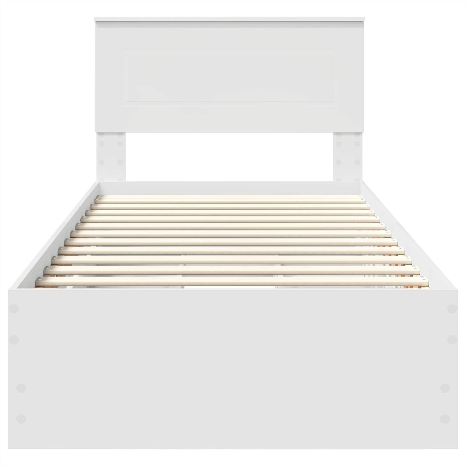 Sängram med låda med huvudgavel Vit 100 x 200 cm Ingenjörsträ