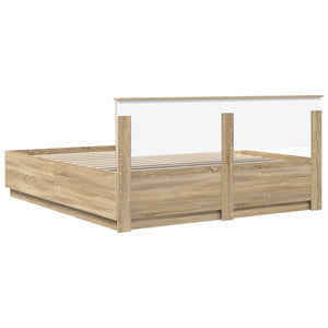 Sängram med huvudgavel Sonoma-ek 200 x 200 cm Konstruerat trä