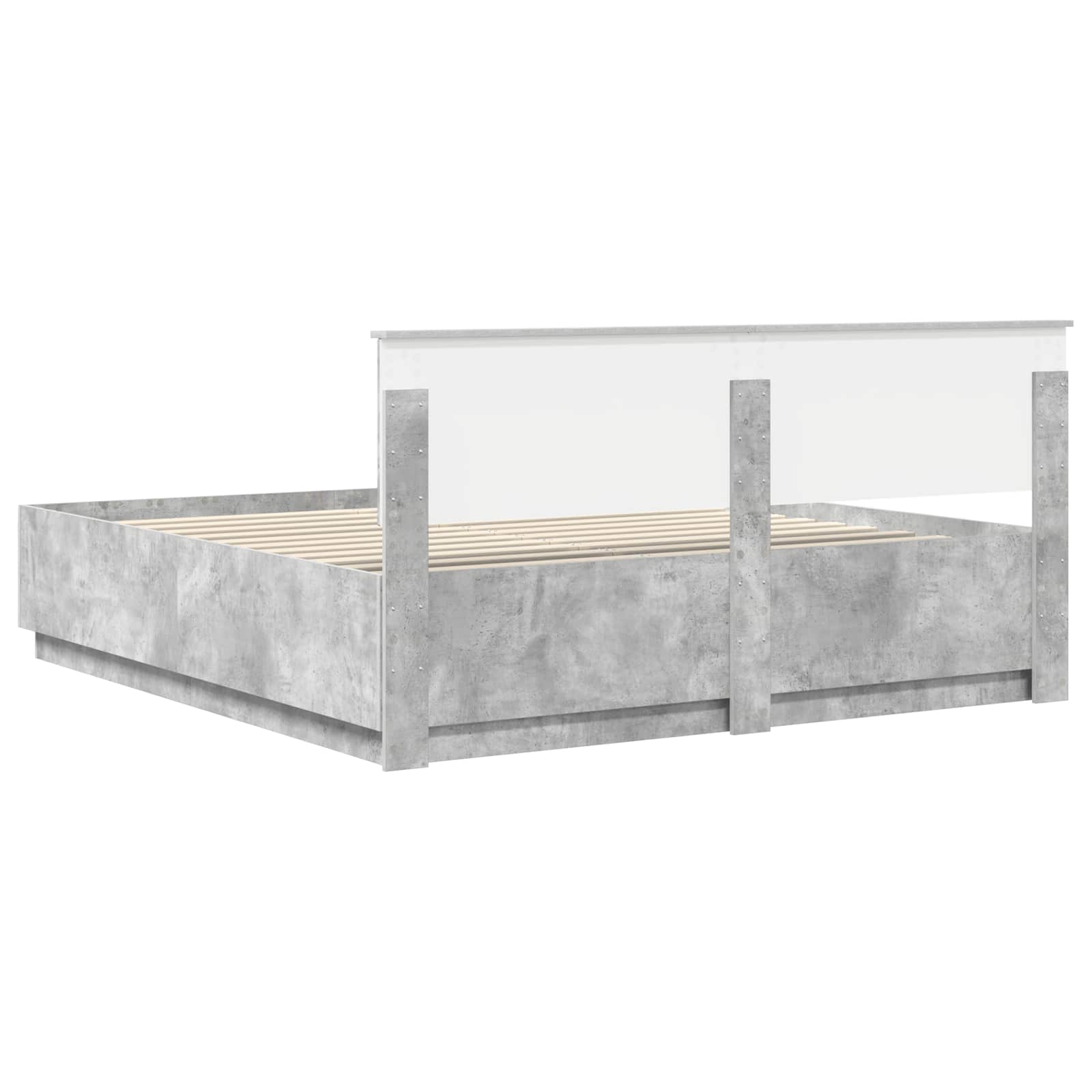 Sängram med huvudgavel Betonggrå 200 x 200 cm Konstruerat trä