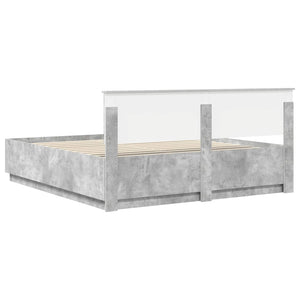 Sängram med huvudgavel Betonggrå 200 x 200 cm Konstruerat trä