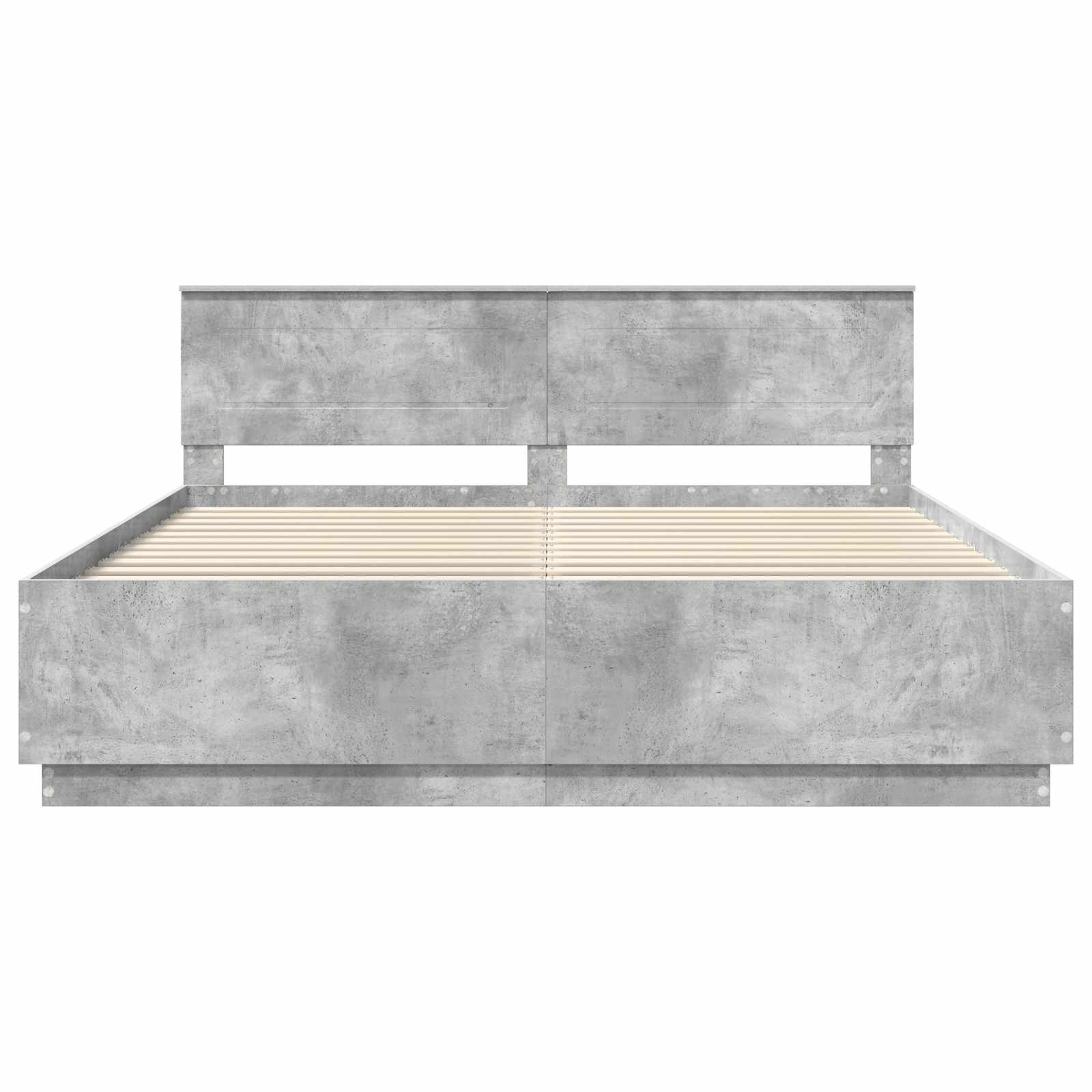 Sängram med huvudgavel Betonggrå 200 x 200 cm Konstruerat trä