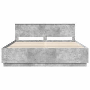 Sängram med huvudgavel Betonggrå 200 x 200 cm Konstruerat trä