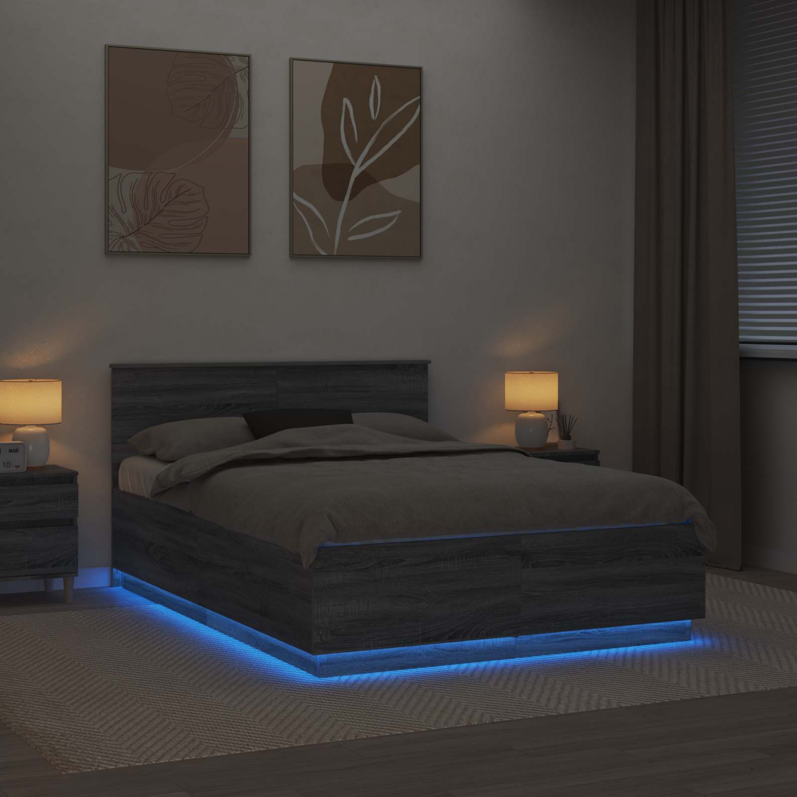 Sängram med huvudgavel Grå Sonoma 160 x 200 cm Konstruerat trä