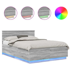 Sängram med huvudgavel Grå Sonoma 160 x 200 cm Konstruerat trä