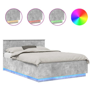 Sängram med huvudgavel Betonggrå 150 x 200 cm Konstruerat trä