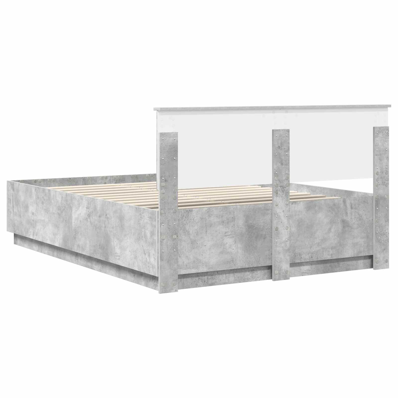 Sängram med huvudgavel Betonggrå 150 x 200 cm Konstruerat trä