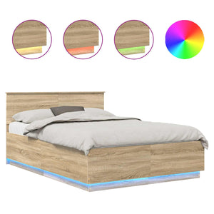 Sängram med huvudgavel Sonoma-ek 140 x 190 cm Konstruerat trä