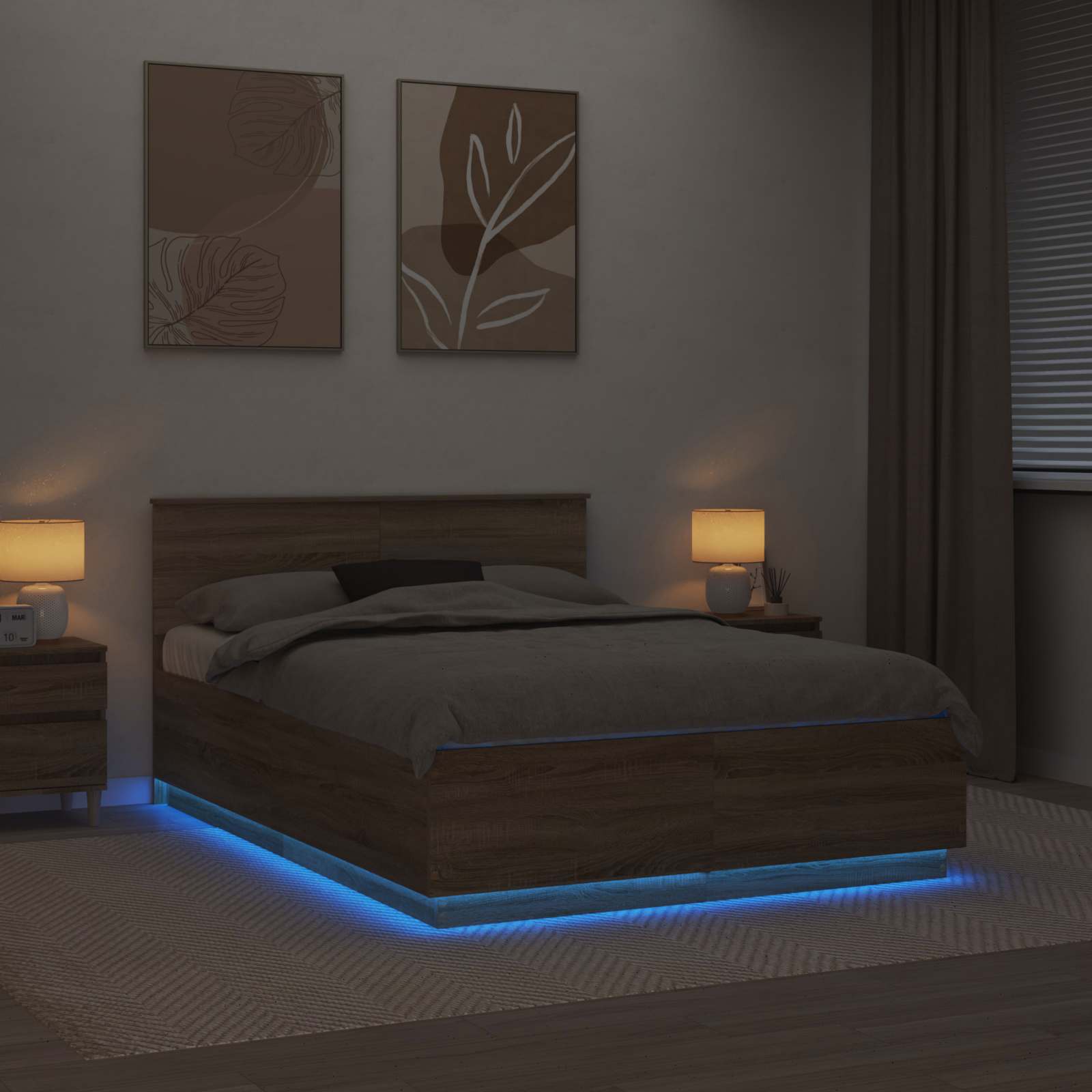 Sängram med huvudgavel Sonoma-ek 140 x 200 cm Konstruerat trä