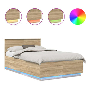 Sängram med huvudgavel Sonoma-ek 135 x 190 cm Konstruerat trä