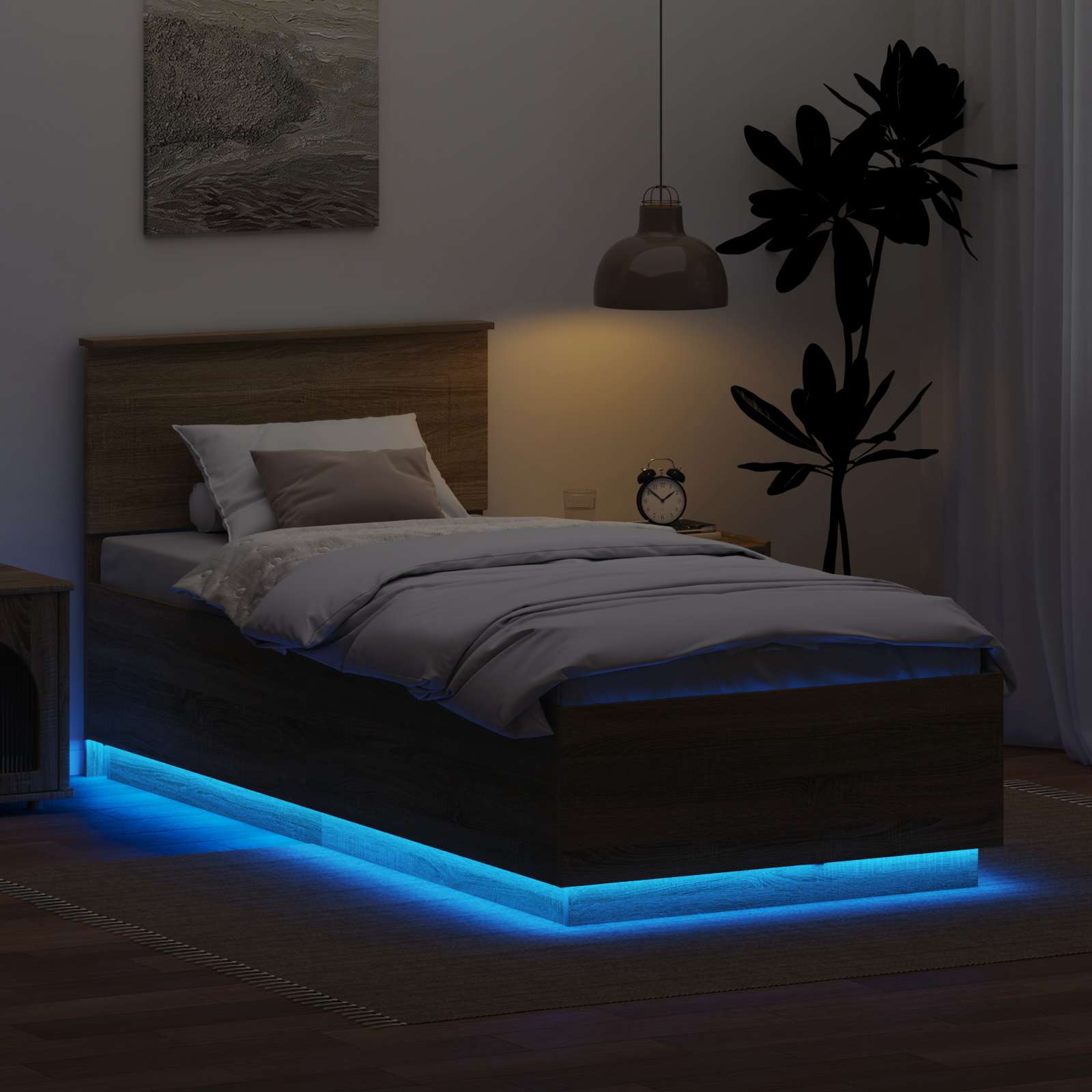 Sängram med huvudgavel Sonoma-ek 100 x 200 cm Konstruerat trä