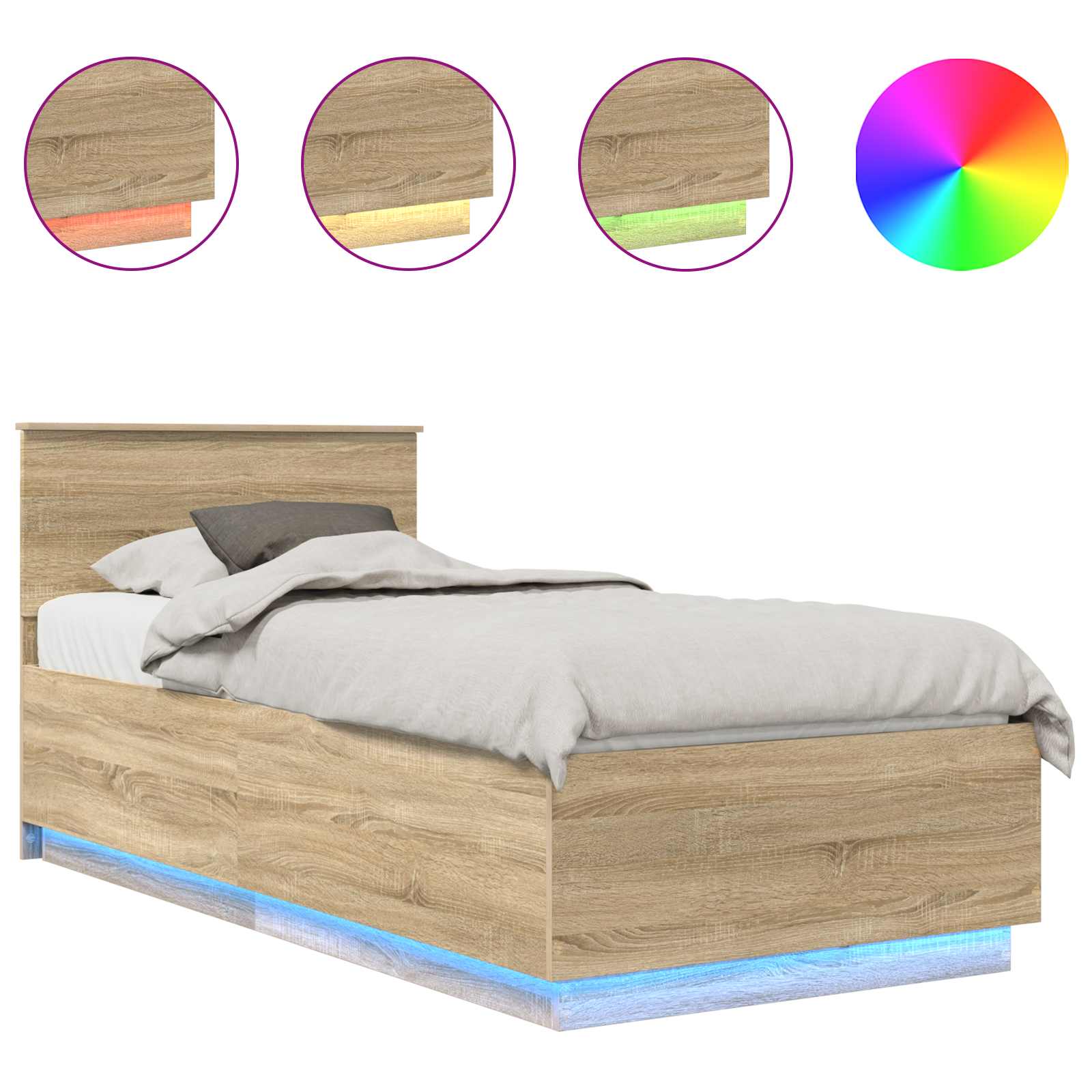 Sängram med huvudgavel Sonoma-ek 100 x 200 cm Konstruerat trä