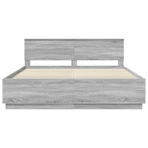 Sängram med huvudgavel Grå Sonoma 180 x 200 cm Konstruerat trä