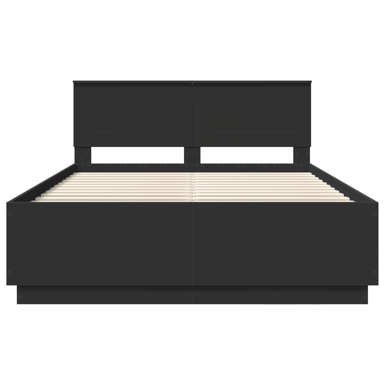 Sängram med huvudgavel Svart 140 x 190 cm Konstruerat trä