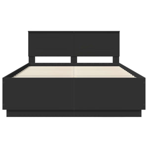 Sängram med huvudgavel Svart 140 x 190 cm Konstruerat trä