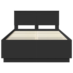 Sängram med huvudgavel Svart 120 x 190 cm Konstruerat trä